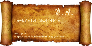 Markfeld Abdiás névjegykártya
